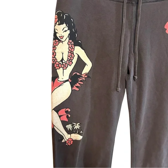 Lucky brand sweatpants M-XL vintage Hawaiian pinup girl graphic tattoo indie